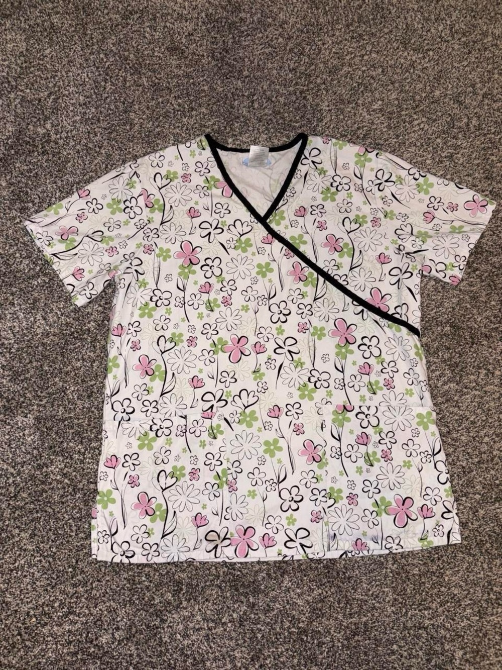 Y2K Whimsical floral scrub top